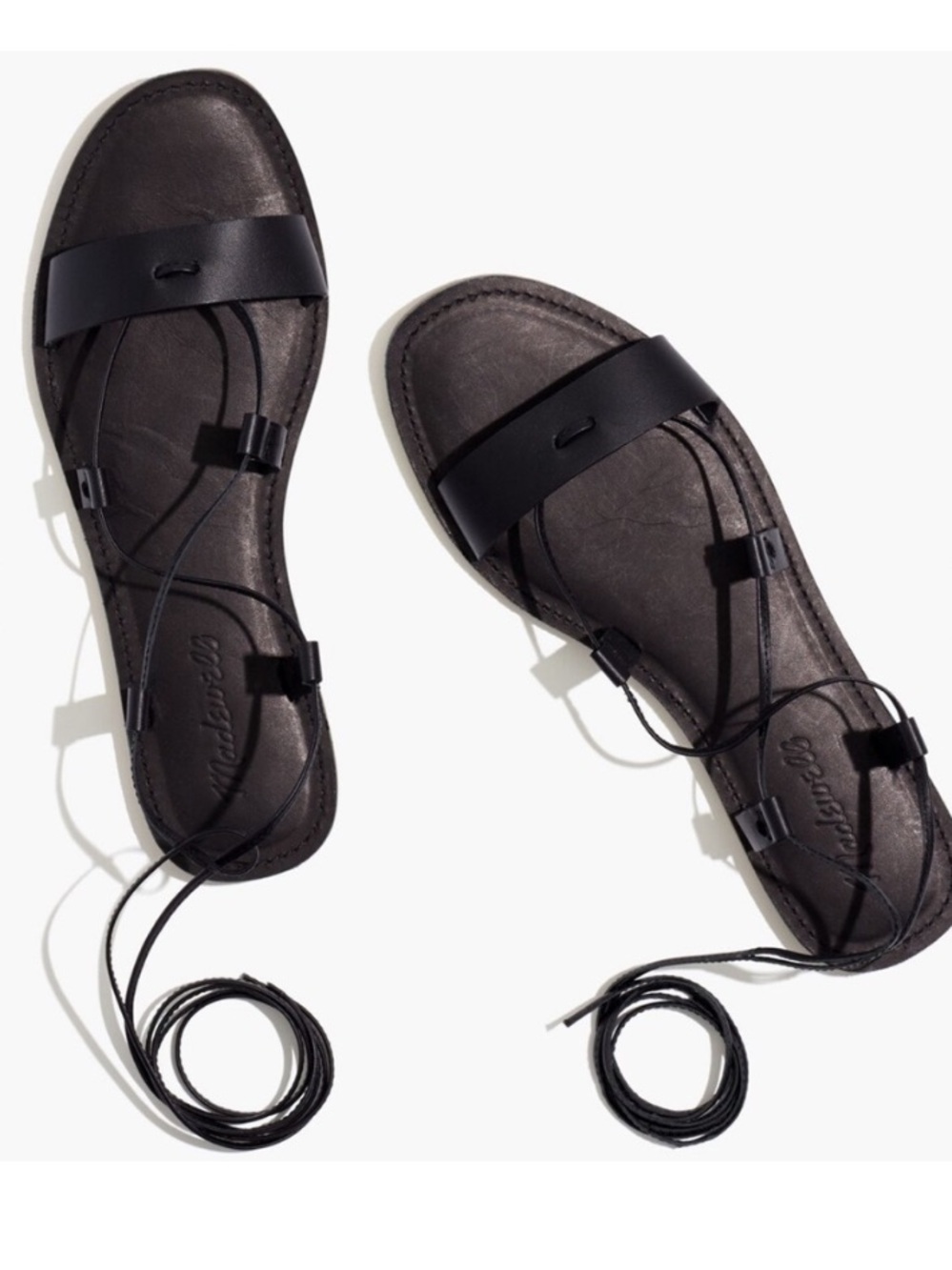 Madewell Boardwalk Lace-Up Sandals - Black - 7.5